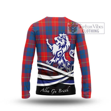 Blane Tartan Long Sleeve T-Shirt with Alba Gu Brath Regal Lion Emblem - Tartan Vibes Clothing