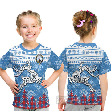 Blane Clan Christmas Kid T-Shirt Celtic Reindeer Style - Tartan Vibes Clothing