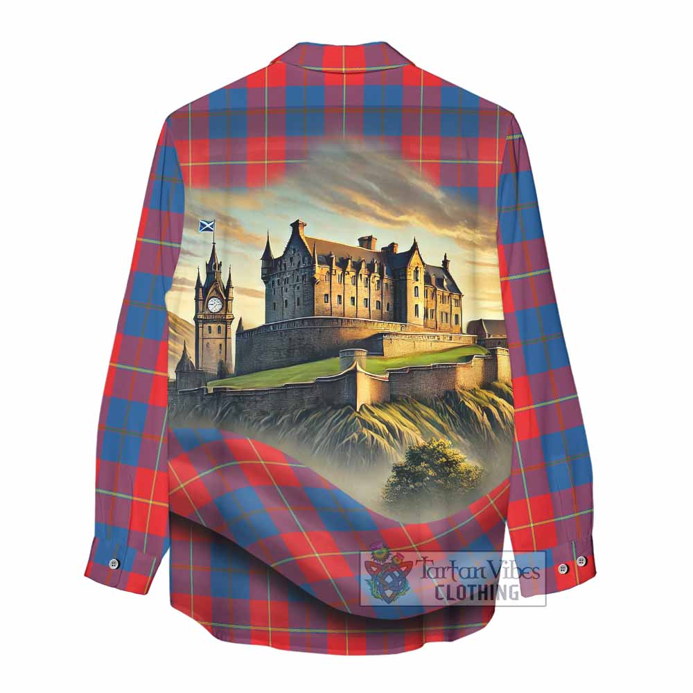 Blane Tartan Family Crest Women's Casual Shirt with Scottish Ancient Castle Style - Tartan Vibes Clothing