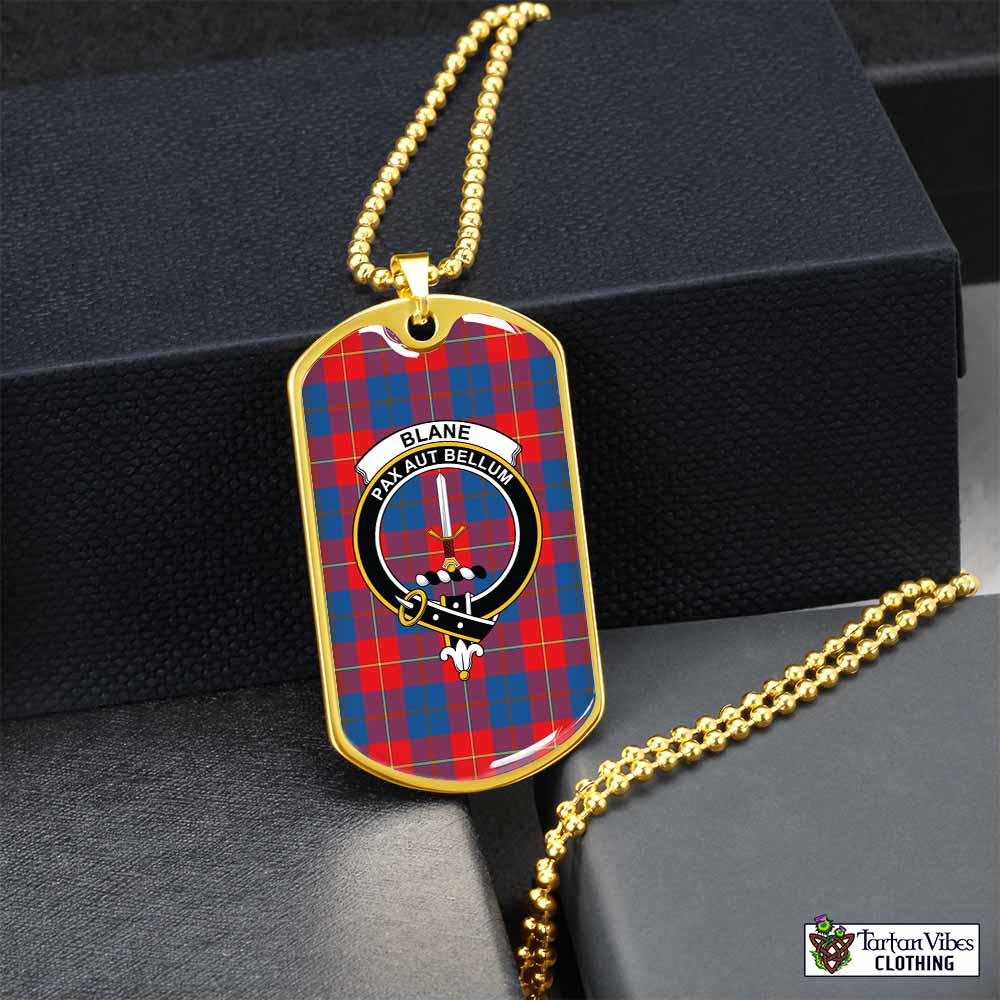 Blane Tartan Dog Tag Necklace with Family Crest Gold No - Tartan Vibes Clothing