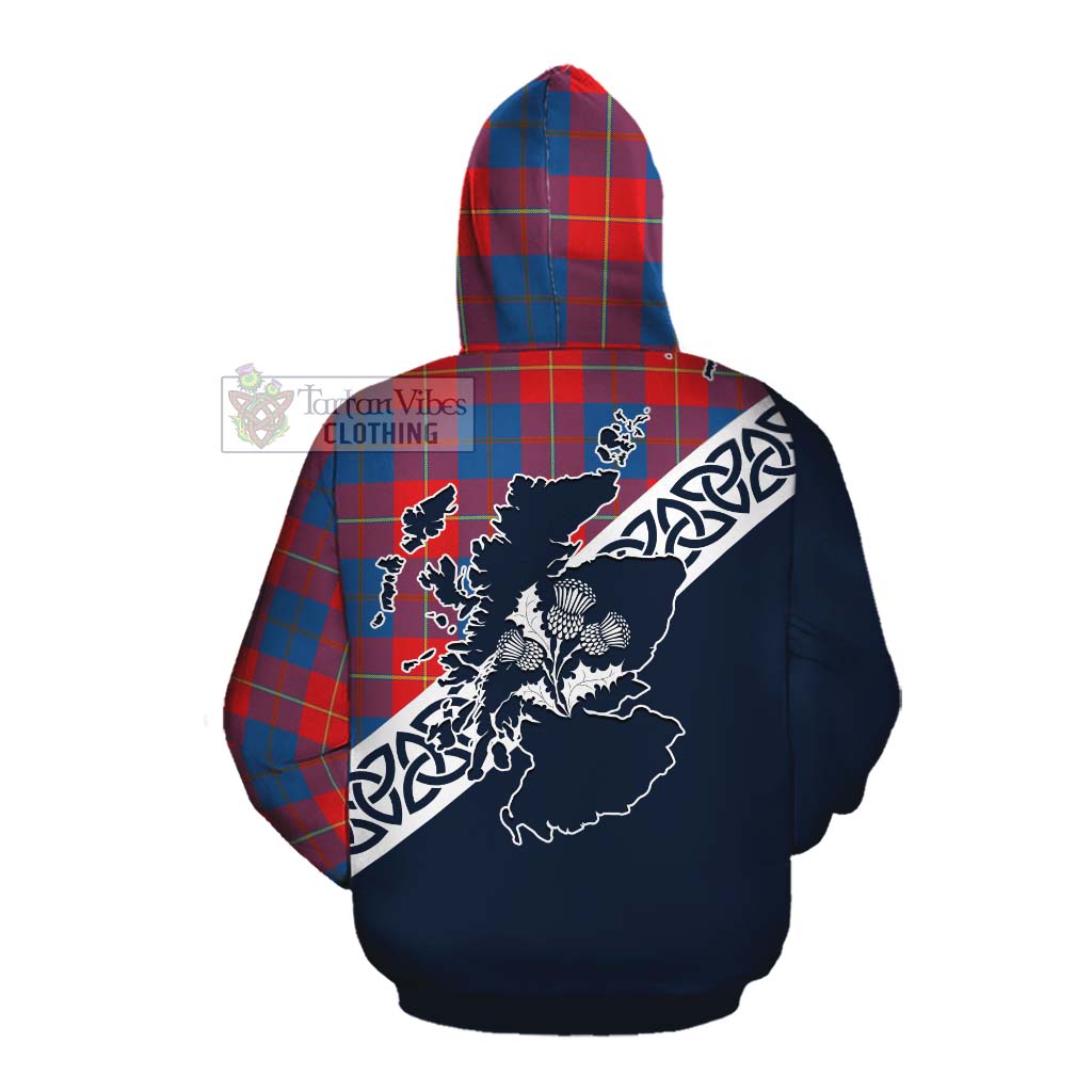 Blane Tartan Cotton Hoodie Featuring Thistle and Scotland Map Pullover Hoodie - Tartan Vibes Clothing