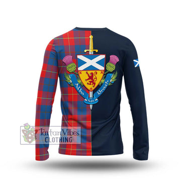 Blane Tartan Long Sleeve T-Shirt Alba with Scottish Lion Royal Arm Half Style - Tartan Vibes Clothing