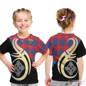Blane Tartan Kid T-Shirt with Family Crest and Celtic Symbol Style - Tartan Vibes Clothing