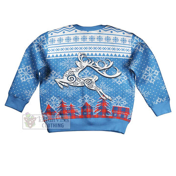 Blane Clan Christmas Kid Ugly Sweater with Tartan and Celtic Reindeer Style - Tartan Vibes Clothing