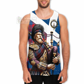 Blane Tartan Men's Tank Top with Family Crest Scottish Bagpiper Vibes - Tartan Vibes Clothing