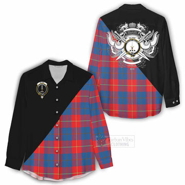 Blane Tartan Women's Casual Shirt with Family Crest and Military Logo Style - Tartan Vibes Clothing