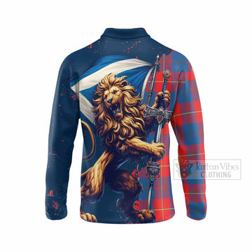 Blane Tartan Family Crest Long Sleeve Polo Shirt with Scottish Majestic Lion - Tartan Vibes Clothing