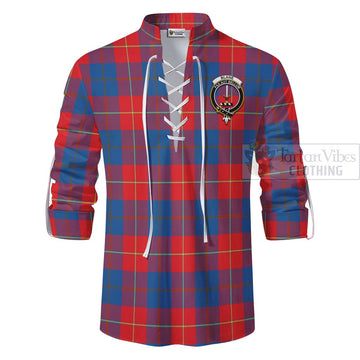Blane Tartan Ghillie Kilt Shirt with Family Crest and Bearded Skull Holding Bottles of Whiskey - Tartan Vibes Clothing