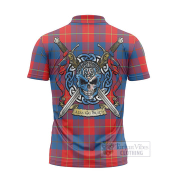 Blane Tartan Zipper Polo Shirt with Family Crest Celtic Skull Style - Tartan Vibes Clothing