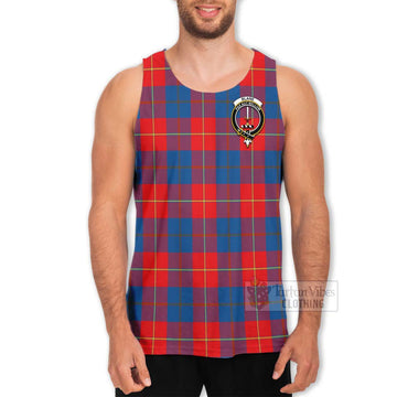 Blane Tartan Men's Tank Top with Family Crest and Bearded Skull Holding Bottles of Whiskey - Tartan Vibes Clothing