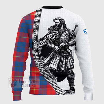 Blane Tartan Clan Crest Knitted Sweater with Highlander Warrior Celtic Style - Tartan Vibes Clothing
