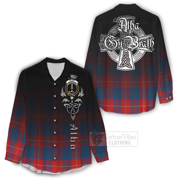 Blane Tartan Women's Casual Shirt Featuring Alba Gu Brath Family Crest Celtic Inspired - Tartan Vibes Clothing