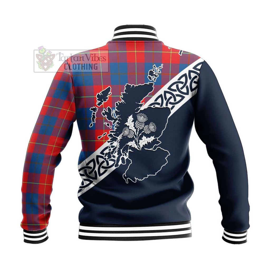Blane Tartan Baseball Jacket Featuring Thistle and Scotland Map - Tartan Vibes Clothing