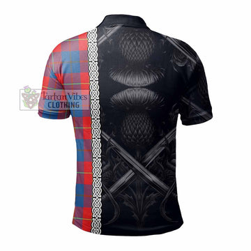Blane Tartan Polo Shirt with Family Crest Cross Sword Thistle Celtic Vibes - Tartan Vibes Clothing