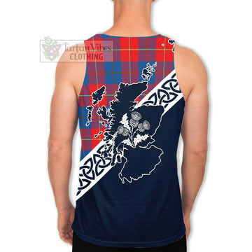 Blane Tartan Men's Tank Top Featuring Thistle and Scotland Map - Tartan Vibes Clothing