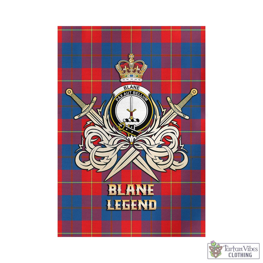 Tartan Vibes Clothing Blane Tartan Flag with Clan Crest and the Golden Sword of Courageous Legacy