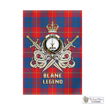 Blane Tartan Garden Flag with Clan Crest and the Golden Sword of Courageous Legacy