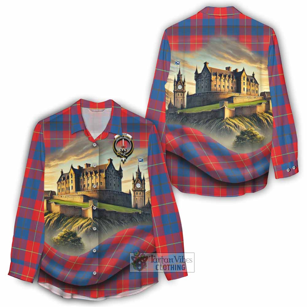 Blane Tartan Family Crest Women's Casual Shirt with Scottish Ancient Castle Style - Tartan Vibes Clothing