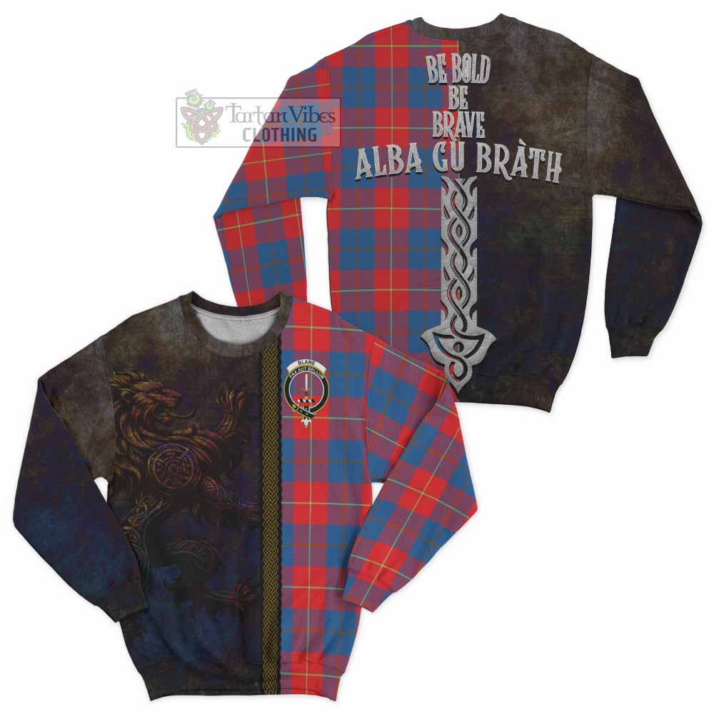 Blane Tartan Family Crest Sweatshirt Alba Gu Brath Be Brave Lion Ancient Style - Tartan Vibes Clothing