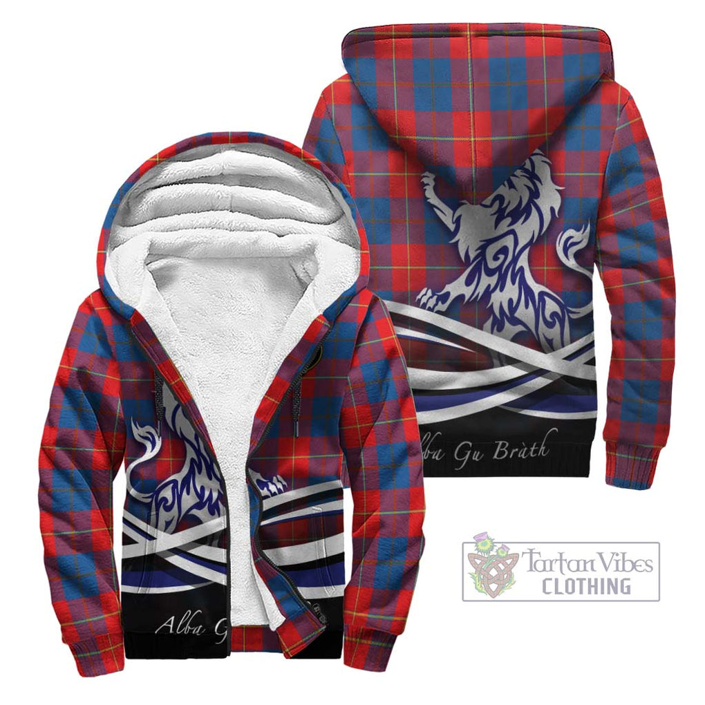 Blane Tartan Sherpa Hoodie with Alba Gu Brath Regal Lion Emblem Unisex - Tartan Vibes Clothing