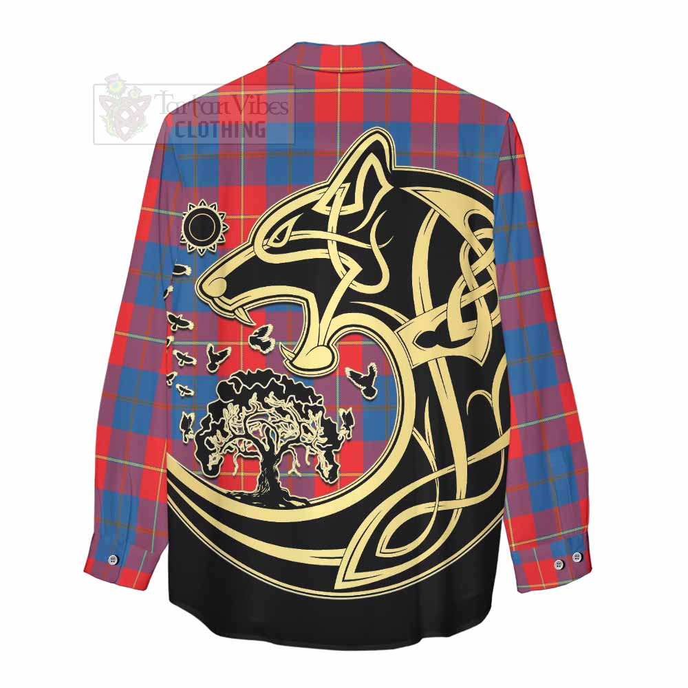 Blane Tartan Women's Casual Shirt with Family Crest Celtic Wolf Style - Tartan Vibes Clothing