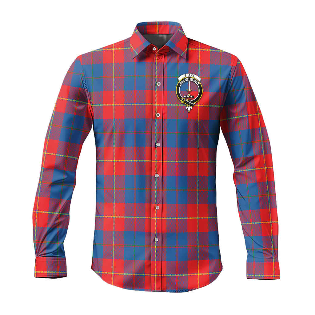 Blane Tartan Long Sleeve Button Up Shirt with Family Crest Men's Shirt - Tartan Vibes Clothing