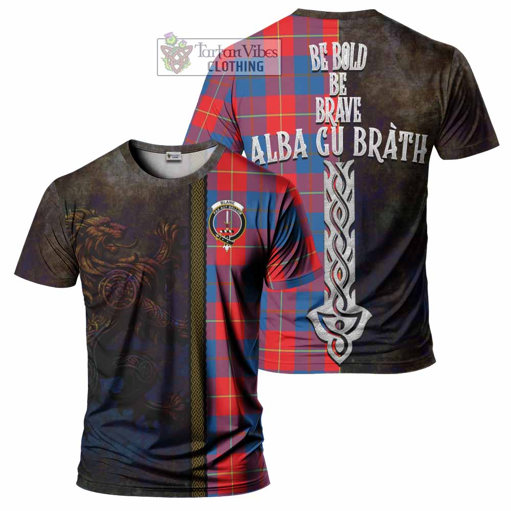 Blane Tartan Family Crest T-Shirt Alba Gu Brath Be Brave Lion Ancient Style - Tartan Vibes Clothing