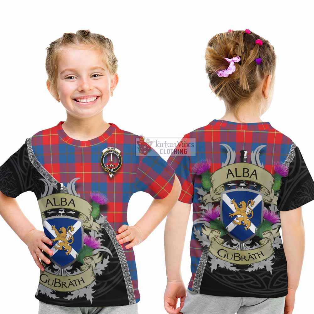 Blane Tartan Family Crest Kid T-Shirt Lion Rampant Royal Thistle Shield Celtic Inspired - Tartan Vibes Clothing