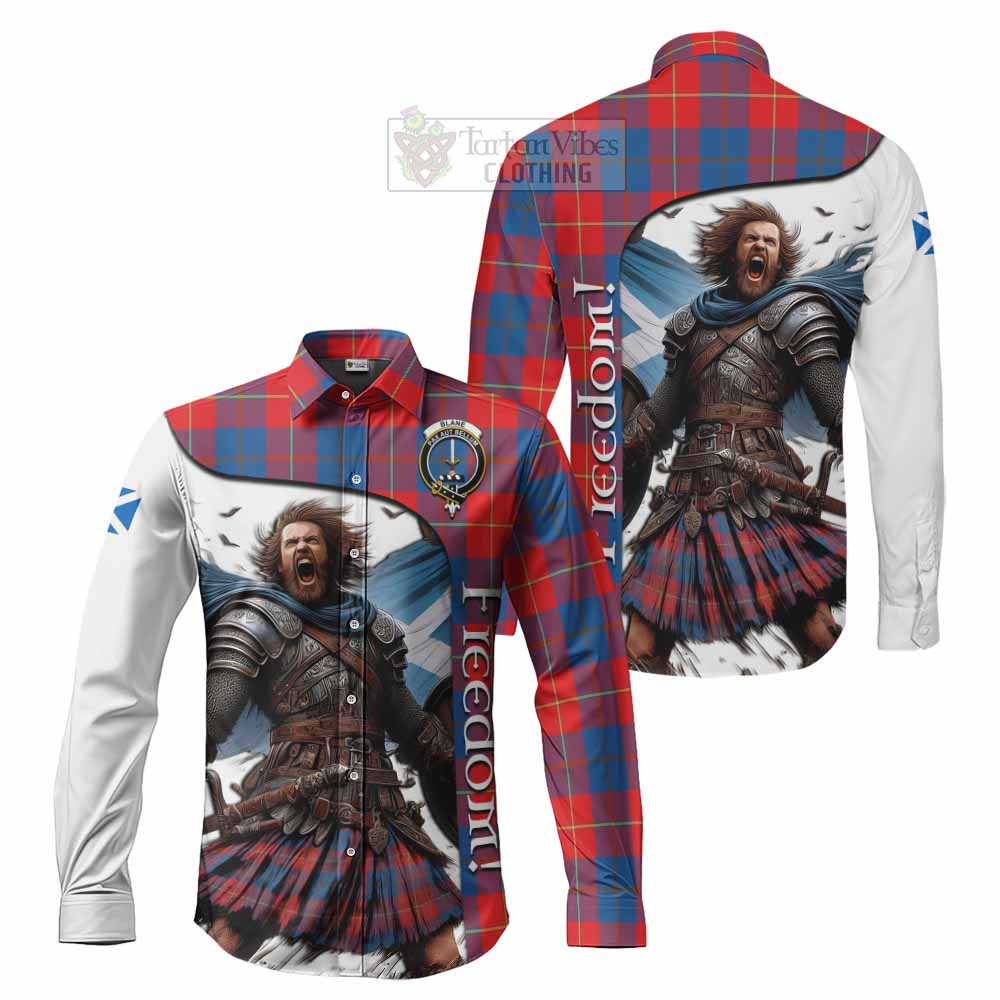Blane Crest Tartan Long Sleeve Button Shirt Inspired by the Freedom of Scottish Warrior - Tartan Vibes Clothing