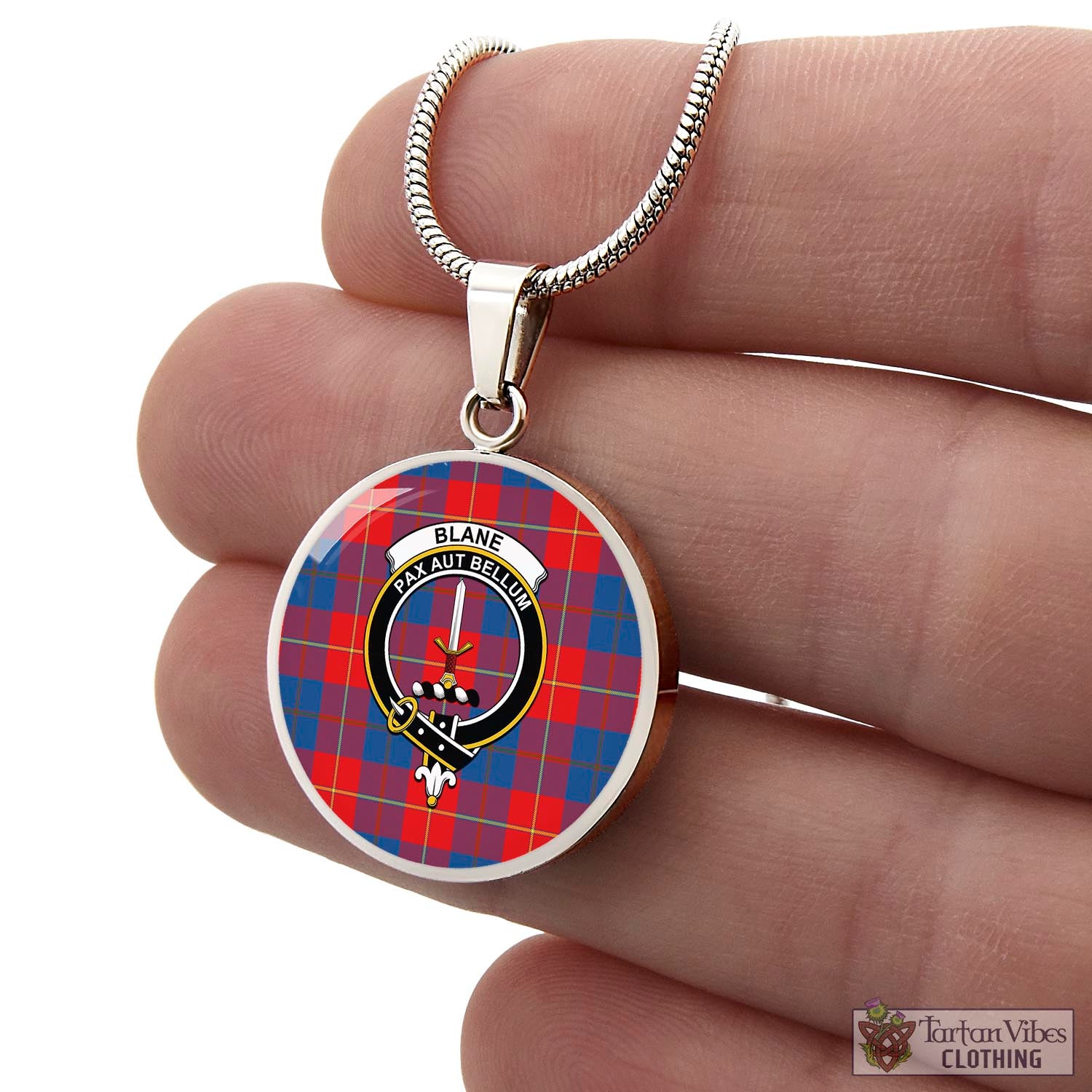 Blane Tartan Circle Necklace with Family Crest - Tartan Vibes Clothing