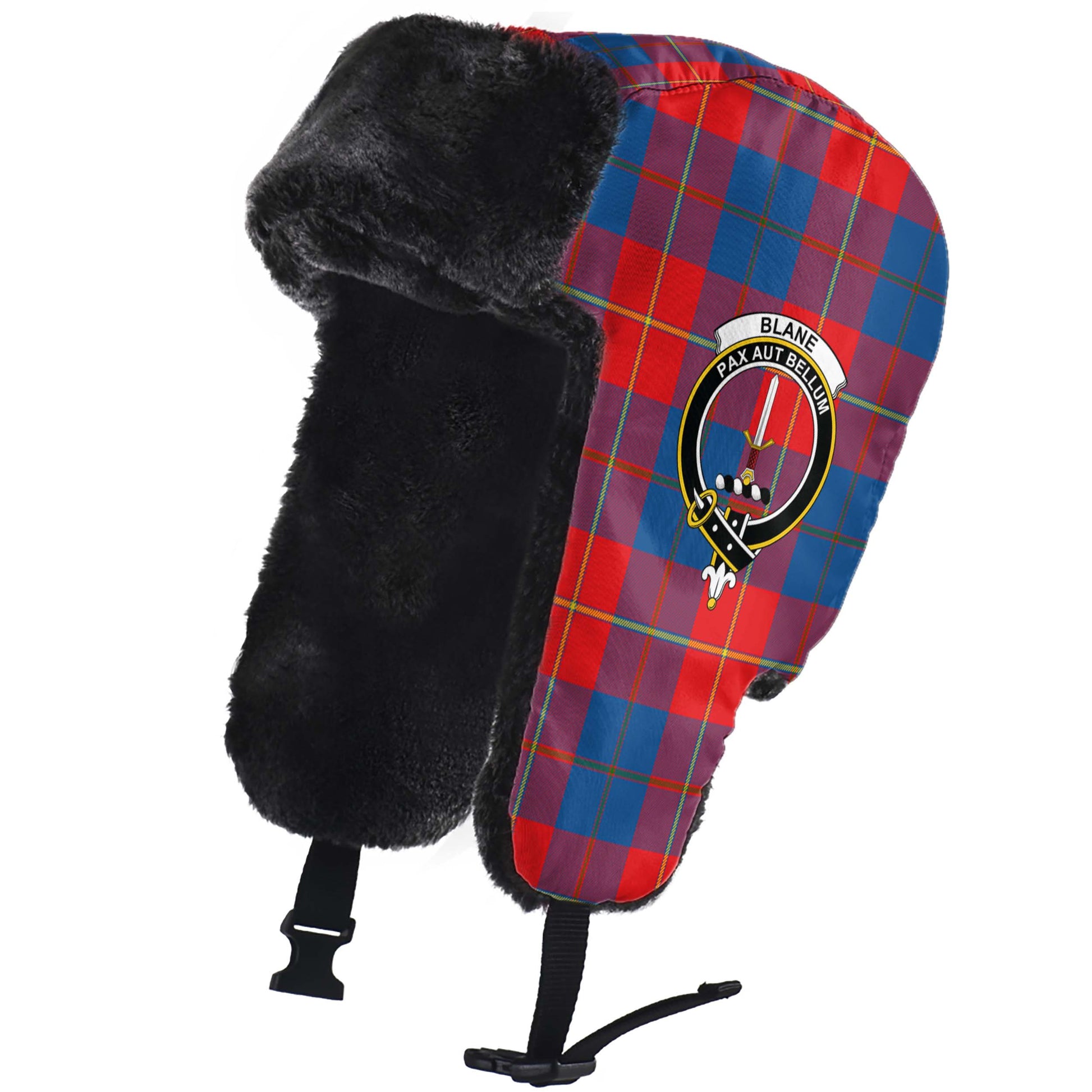Blane Tartan Winter Trapper Hat with Family Crest - Tartan Vibes Clothing