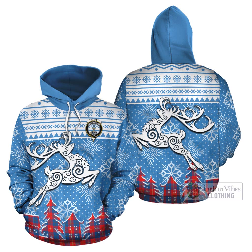 Blane Clan Christmas Cotton Hoodie Celtic Reindeer Style Zip Hoodie - Tartan Vibes Clothing