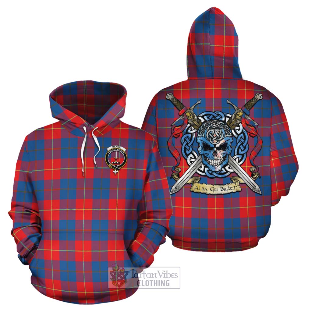 Blane Tartan Cotton Hoodie with Family Crest Celtic Skull Style Zip Hoodie - Tartan Vibes Clothing