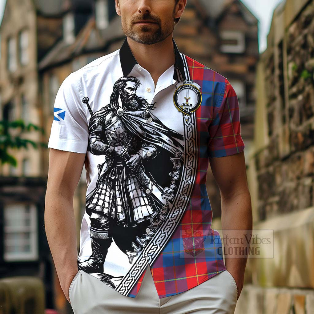 Blane Tartan Clan Crest Hawaiian Shirt with Highlander Warrior Celtic Style - Tartan Vibes Clothing