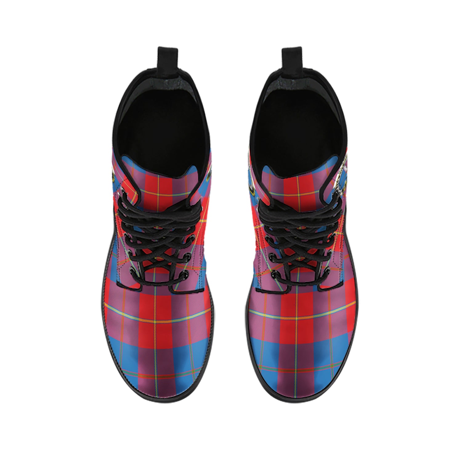 Blane Tartan Leather Boots with Family Crest - Tartan Vibes Clothing