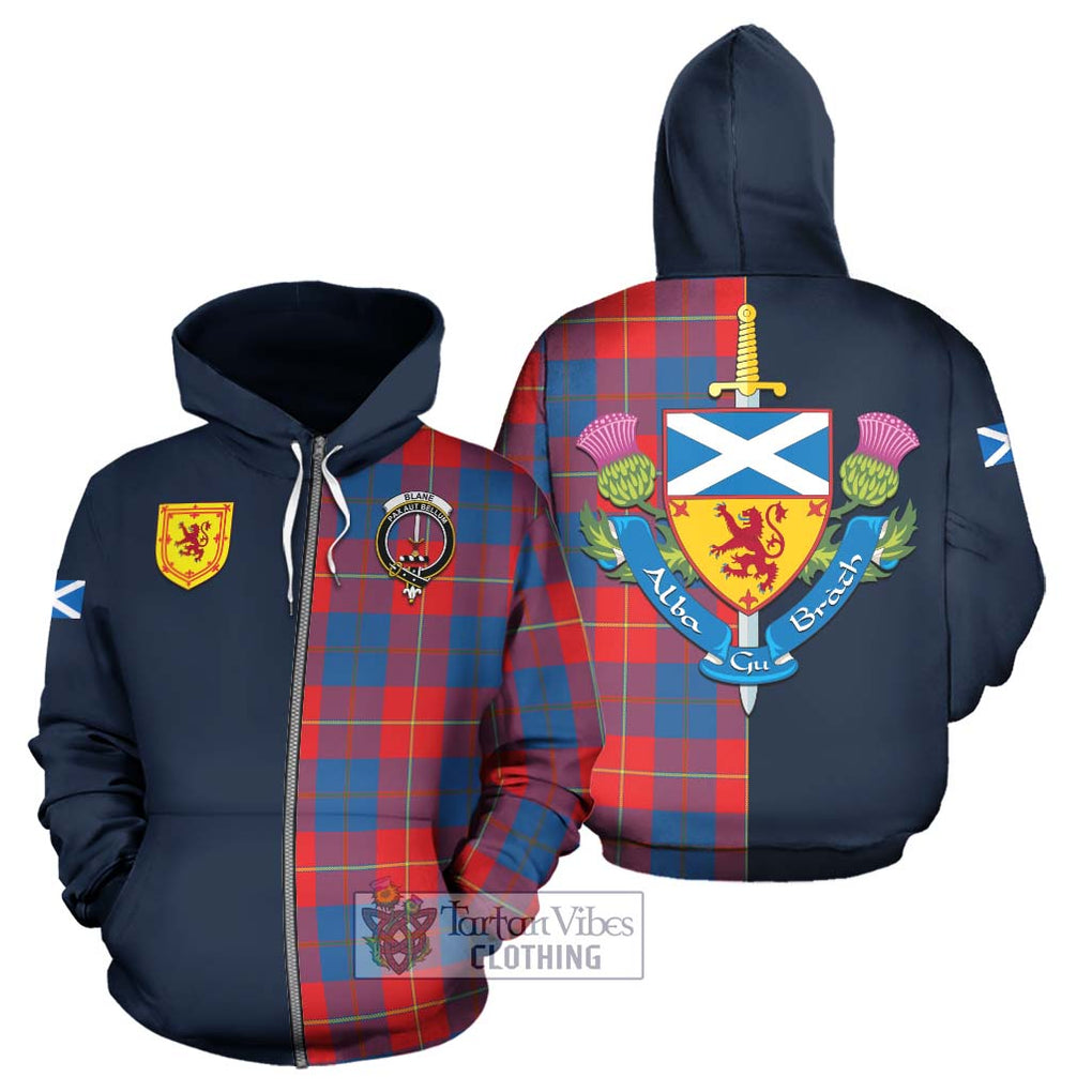 Blane Tartan Hoodie Alba with Scottish Lion Royal Arm Half Style - Tartan Vibes Clothing