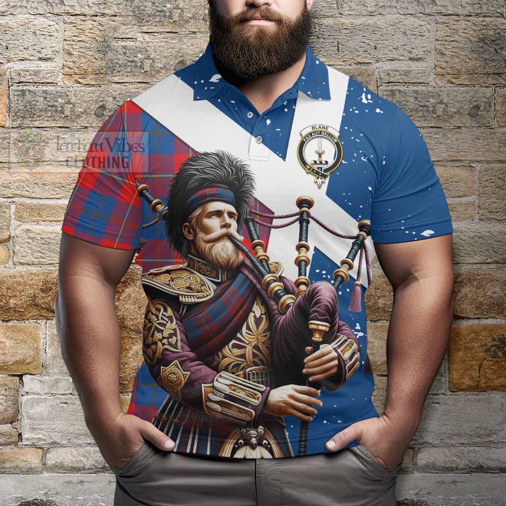 Blane Tartan Polo Shirt with Family Crest Scottish Bagpiper Vibes - Tartan Vibes Clothing