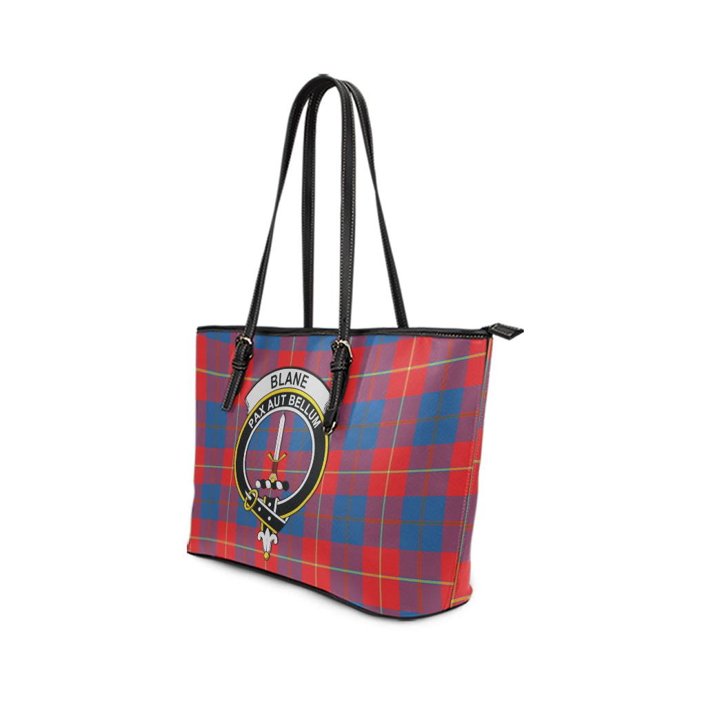 Blane Tartan Leather Tote Bag with Family Crest - Tartan Vibes Clothing