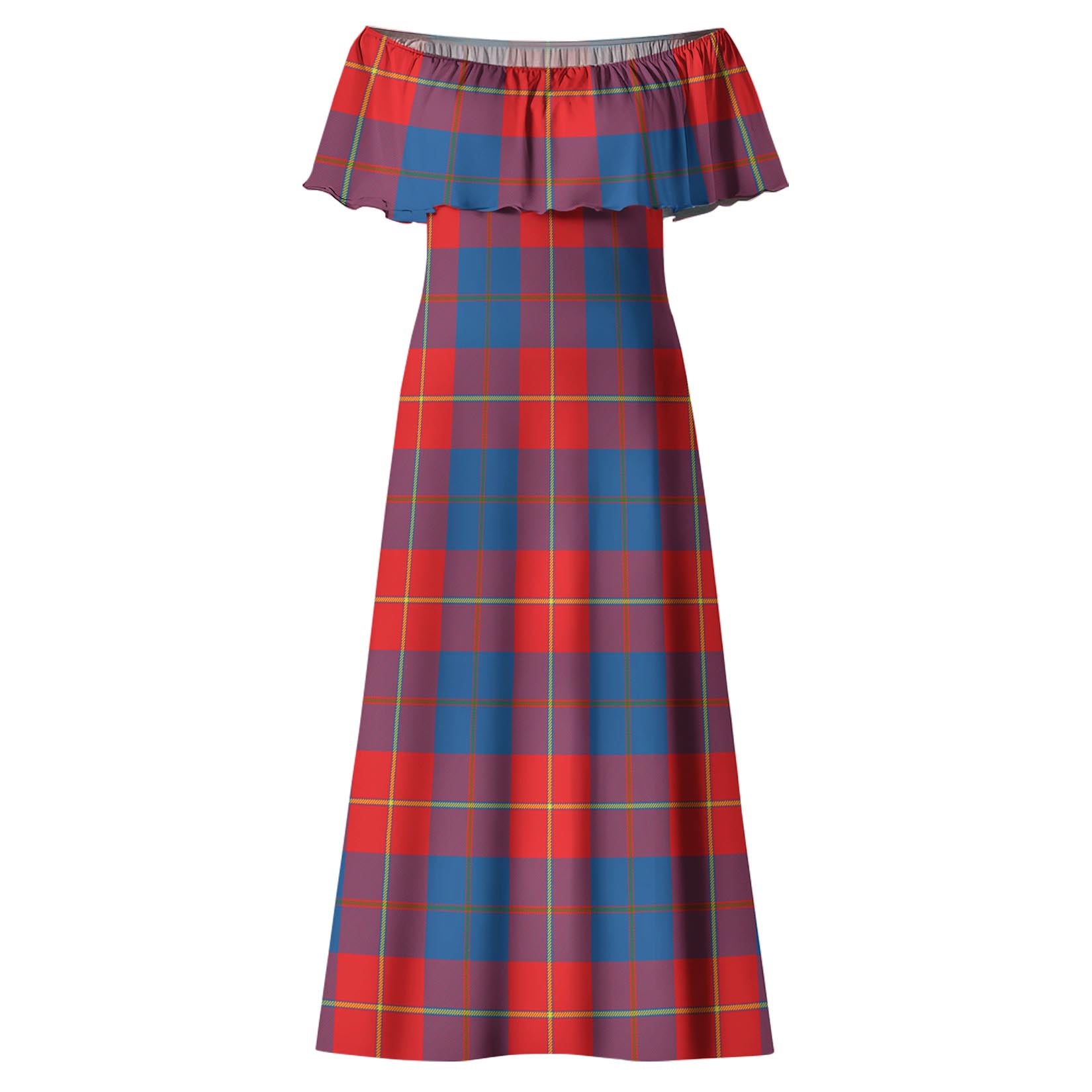 Blane Tartan Off Shoulder Long Dress - Tartan Vibes Clothing