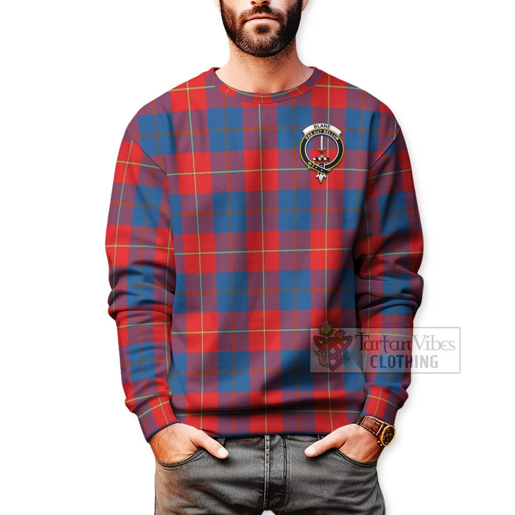 Blane Tartan Sweatshirt with Family Crest Celtic Skull Style - Tartan Vibes Clothing