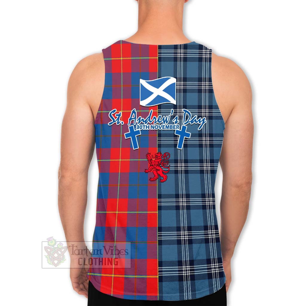 Blane Tartan Men's Tank Top Happy St. Andrew's Day Half Tartan Style - Tartan Vibes Clothing