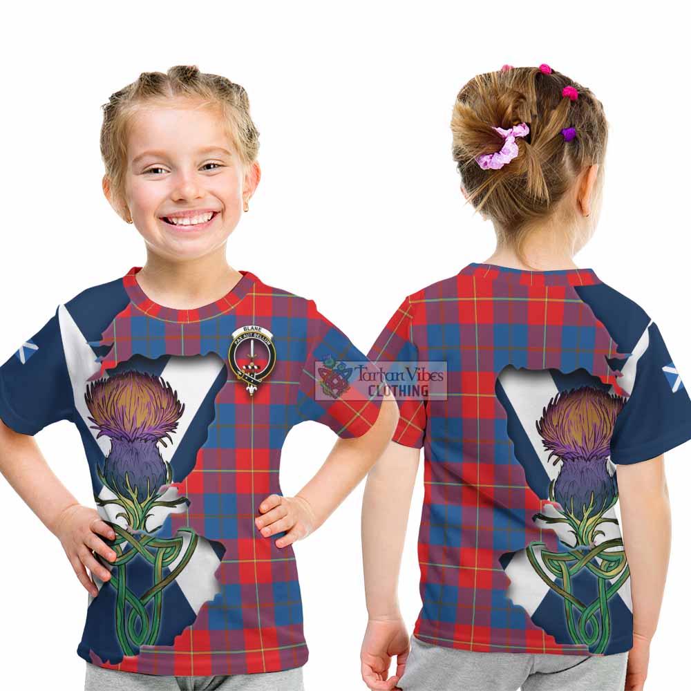 Tartan Vibes Clothing Blane Tartan Family Crest Kid T-Shirt Scottish Thistle Celtic Inspired