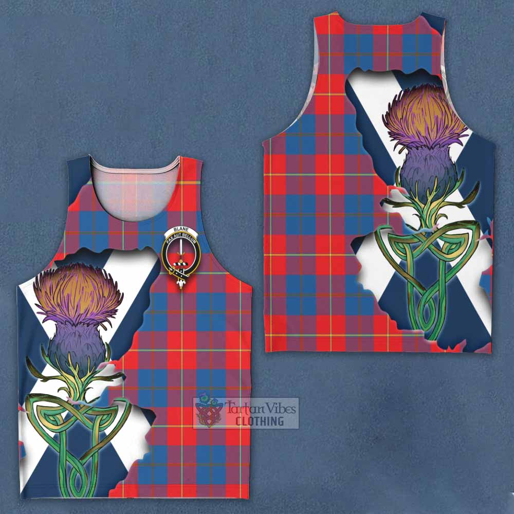 Tartan Vibes Clothing Blane Tartan Family Crest Men's Tank Top Scottish Thistle Celtic Inspired