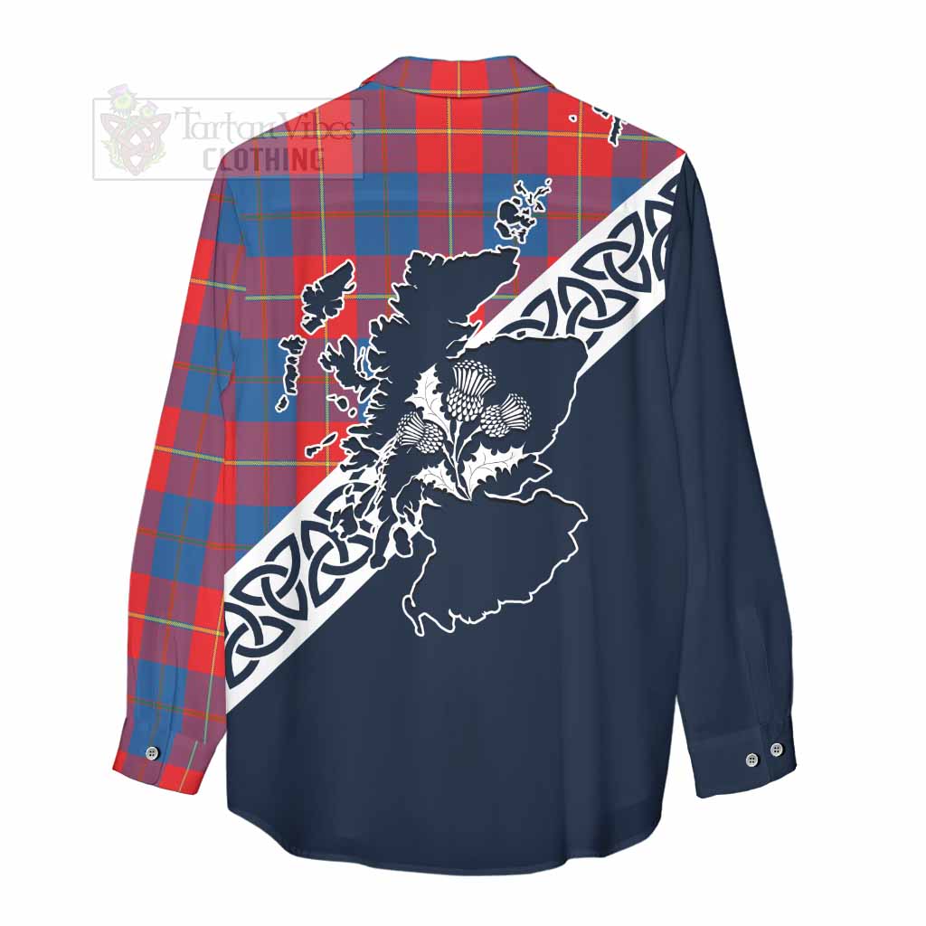 Blane Tartan Women's Casual Shirt Featuring Thistle and Scotland Map - Tartan Vibes Clothing