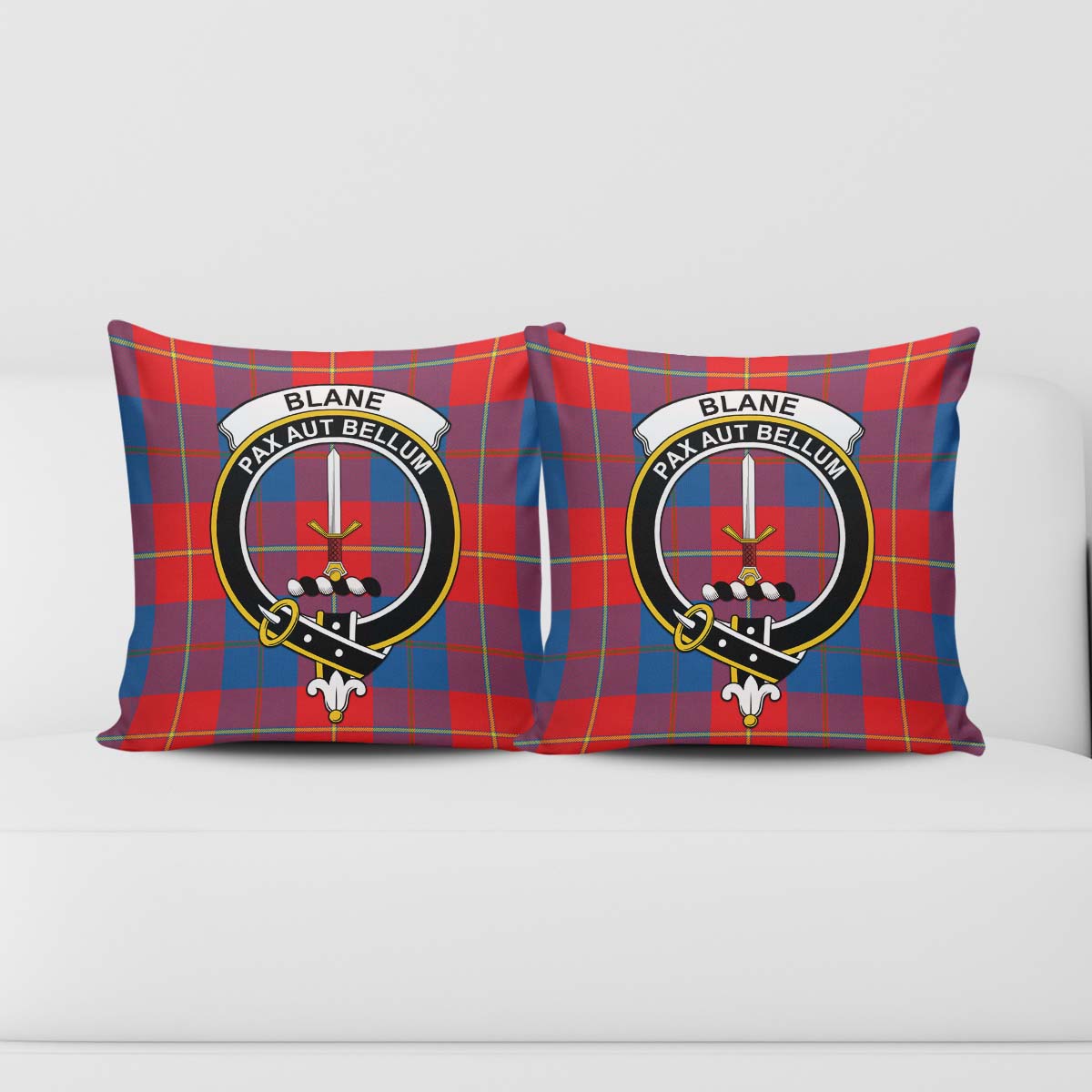 Blane Tartan Pillow Cover with Family Crest - Tartan Vibes Clothing