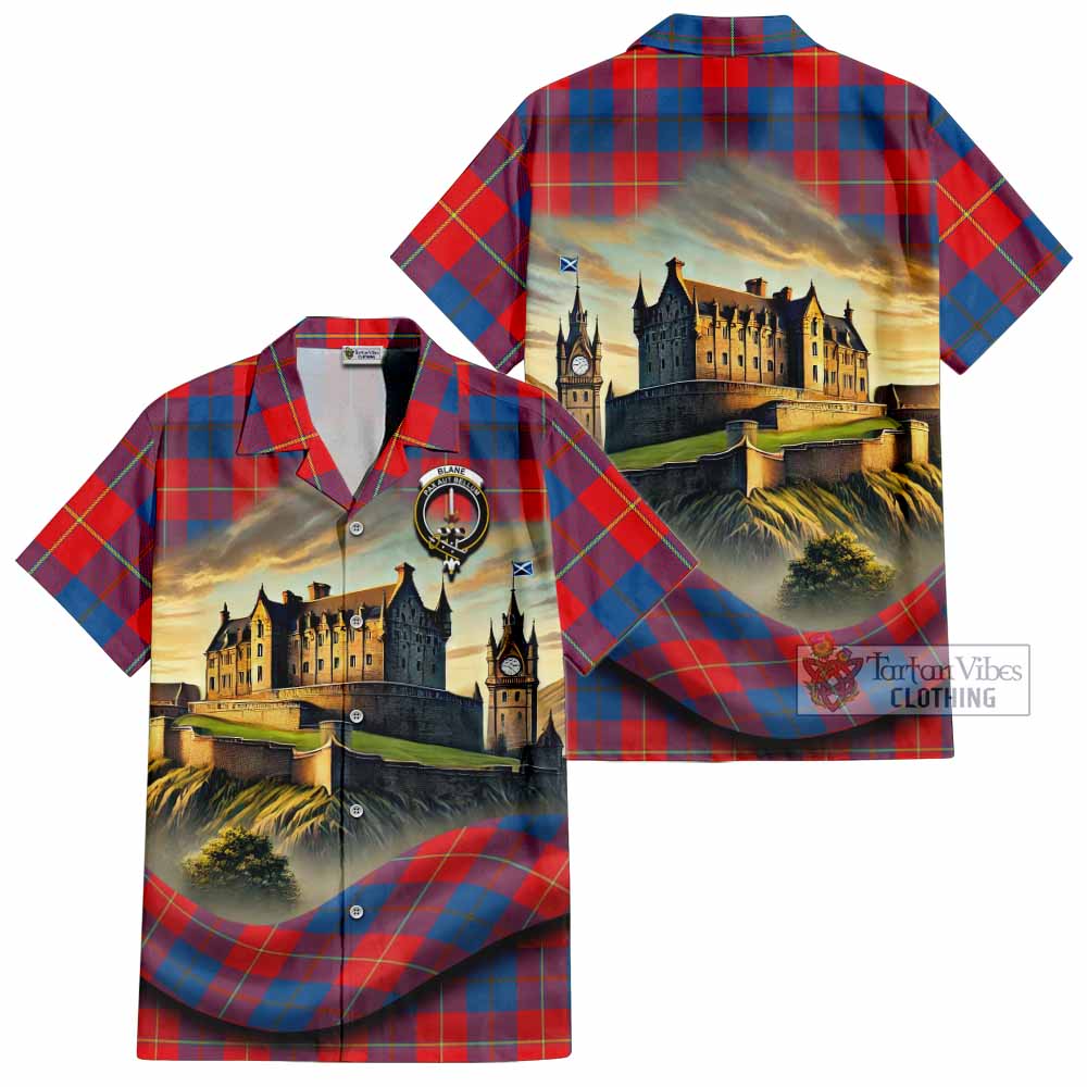 Blane Tartan Family Crest Hawaiian Shirt with Scottish Ancient Castle Style - Tartan Vibes Clothing
