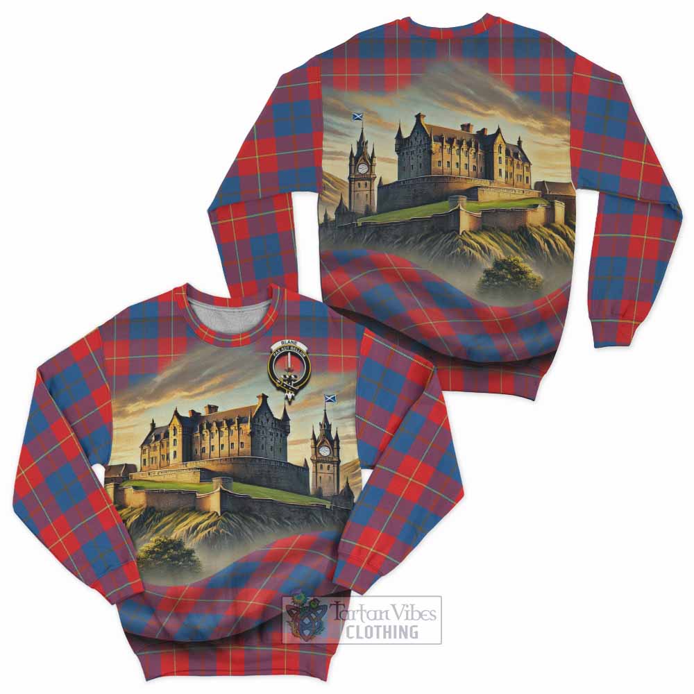 Blane Tartan Family Crest Sweatshirt with Scottish Ancient Castle Style - Tartan Vibes Clothing
