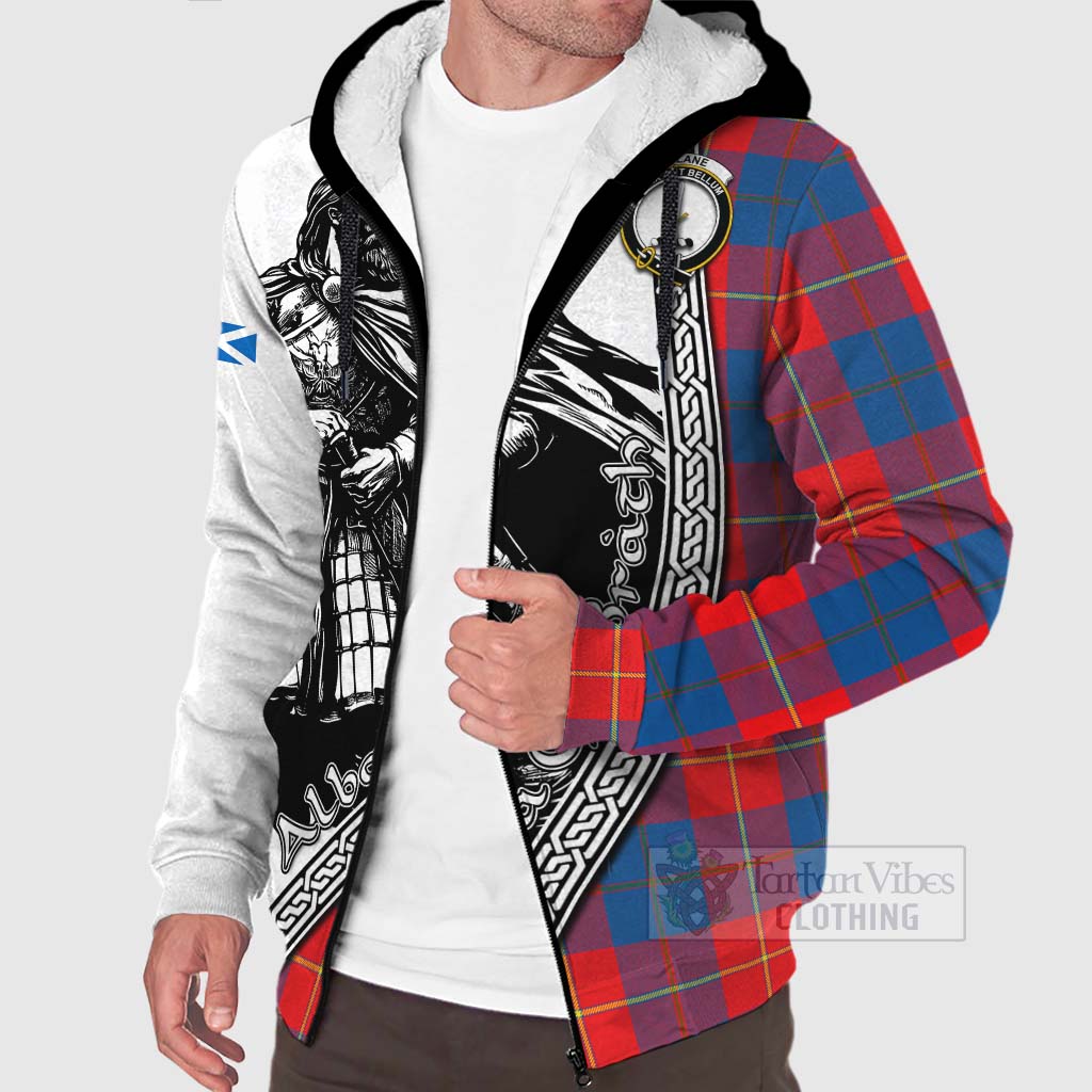 Blane Tartan Clan Crest Sherpa Hoodie with Highlander Warrior Celtic Style Unisex - Tartan Vibes Clothing