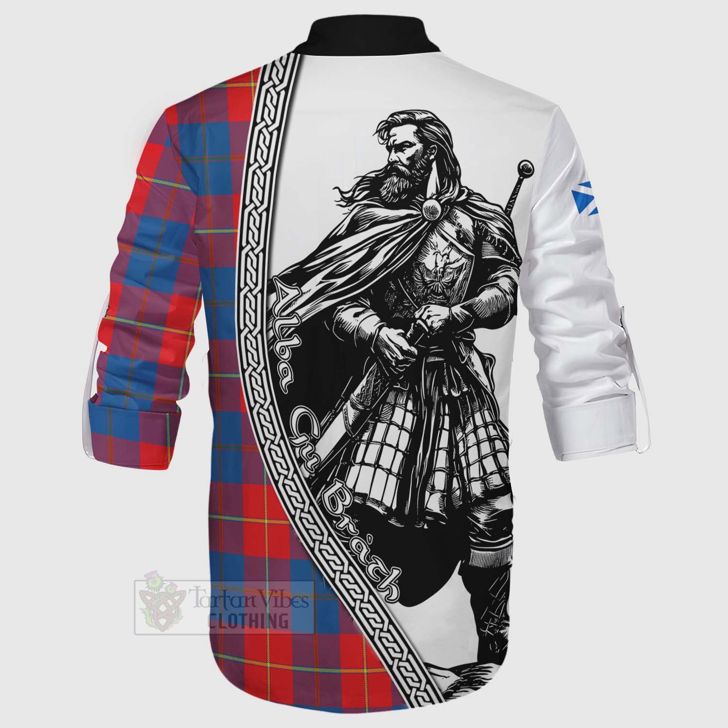 Blane Tartan Clan Crest Ghillie Kilt Shirt with Highlander Warrior Celtic Style - Tartan Vibes Clothing