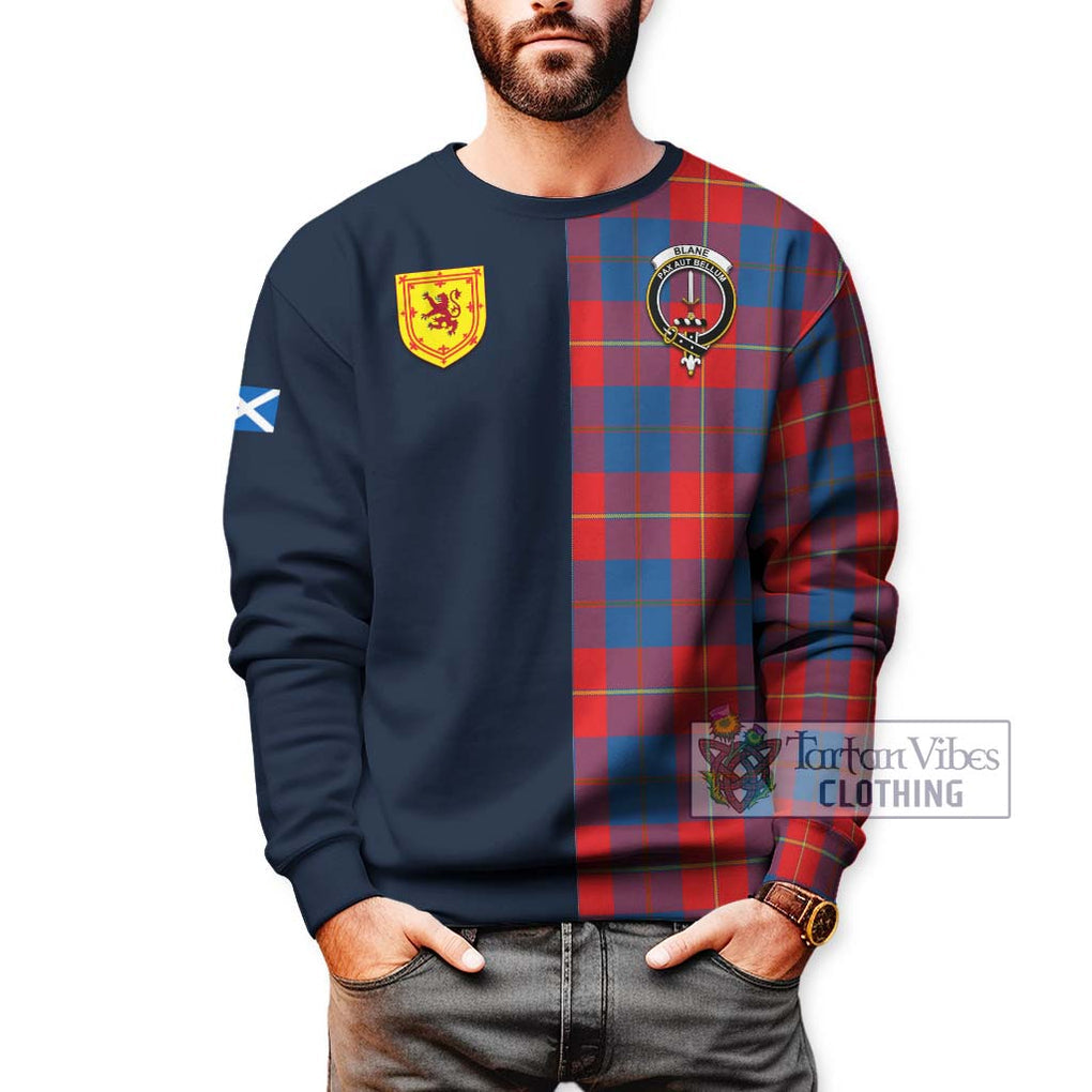 Blane Tartan Sweatshirt Alba with Scottish Lion Royal Arm Half Style - Tartan Vibes Clothing